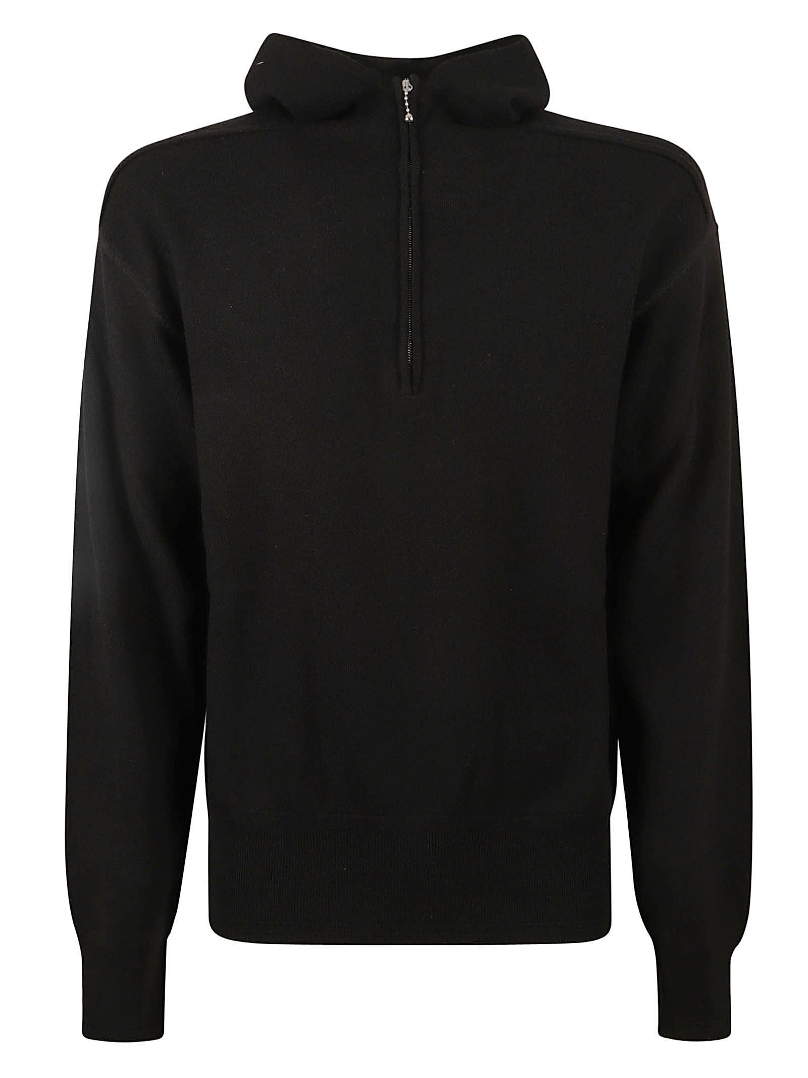 Burberry Rib Trim Hooded Sweater In Black
