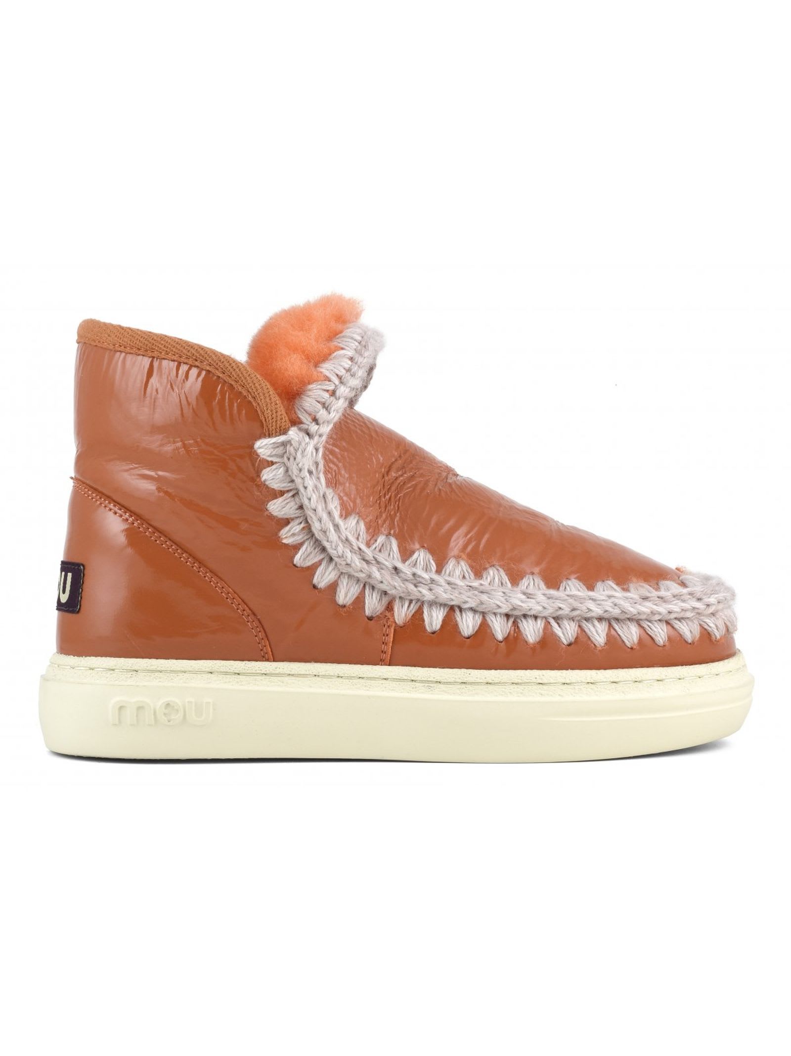 Mou Eskimo Sneaker Bold In Orange Patent Leather