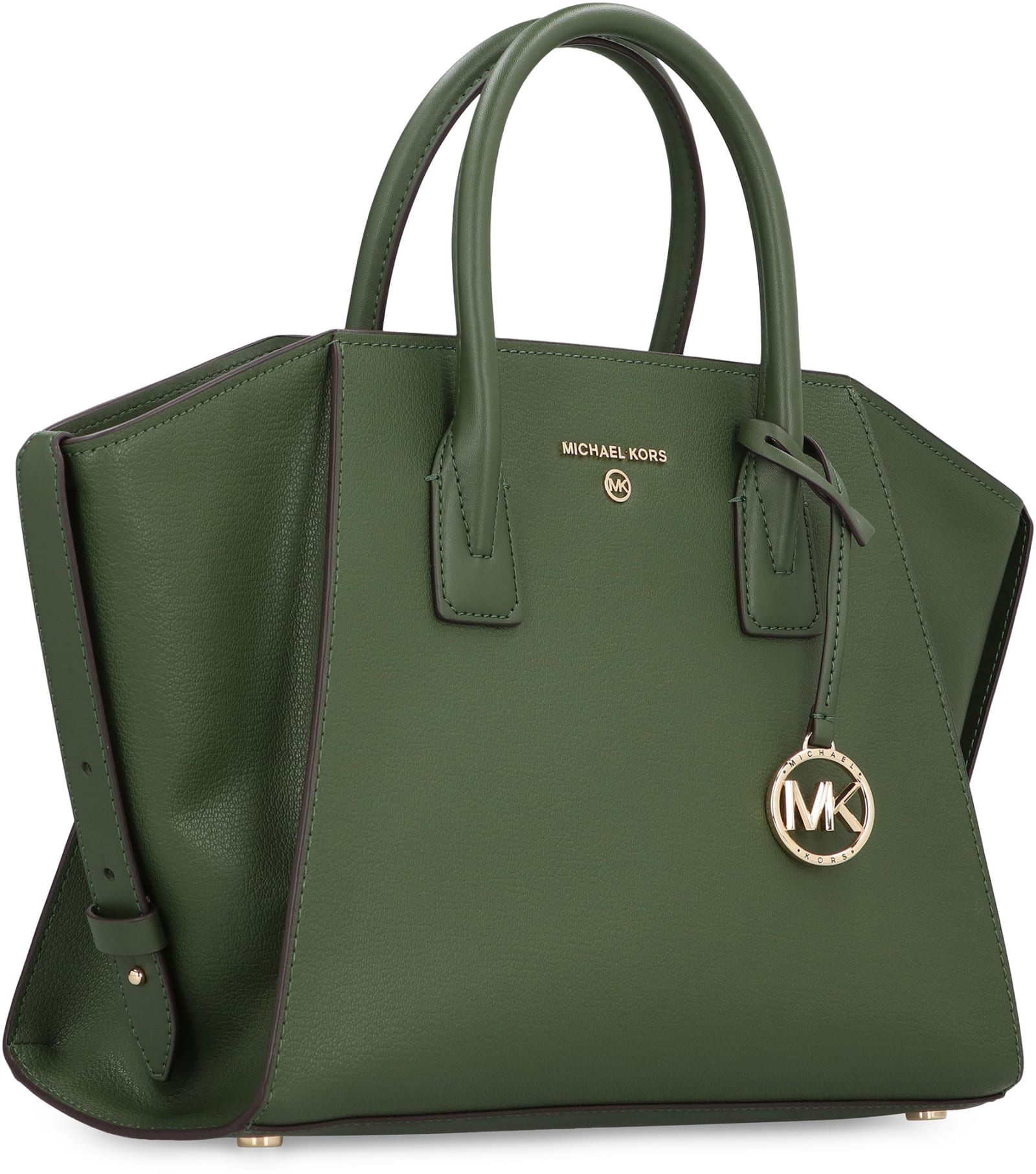 Shop Michael Michael Kors Avril Leather Handbag In Green