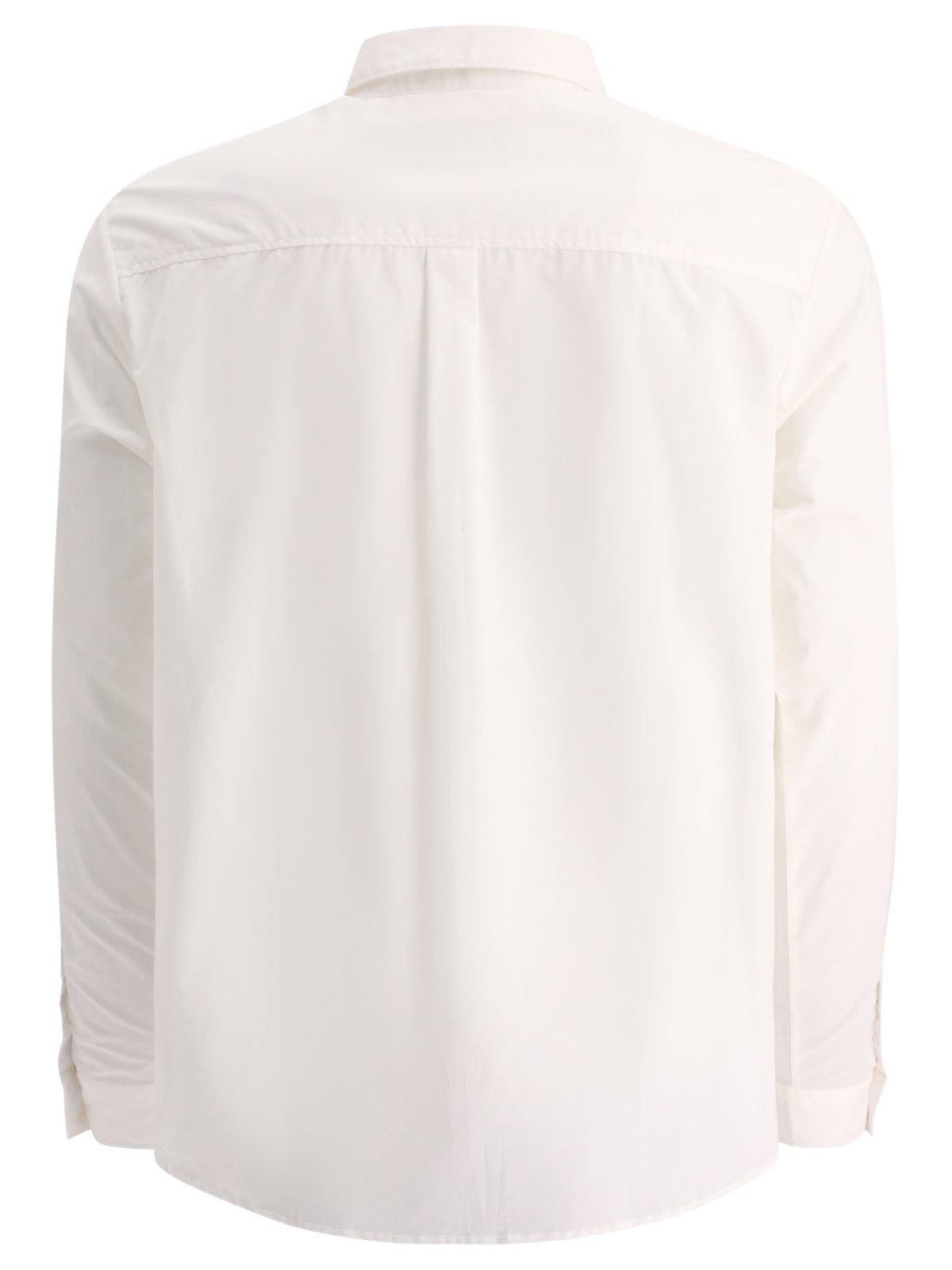 Shop Apc Buttoned Long-sleeved Shirt In Bianco