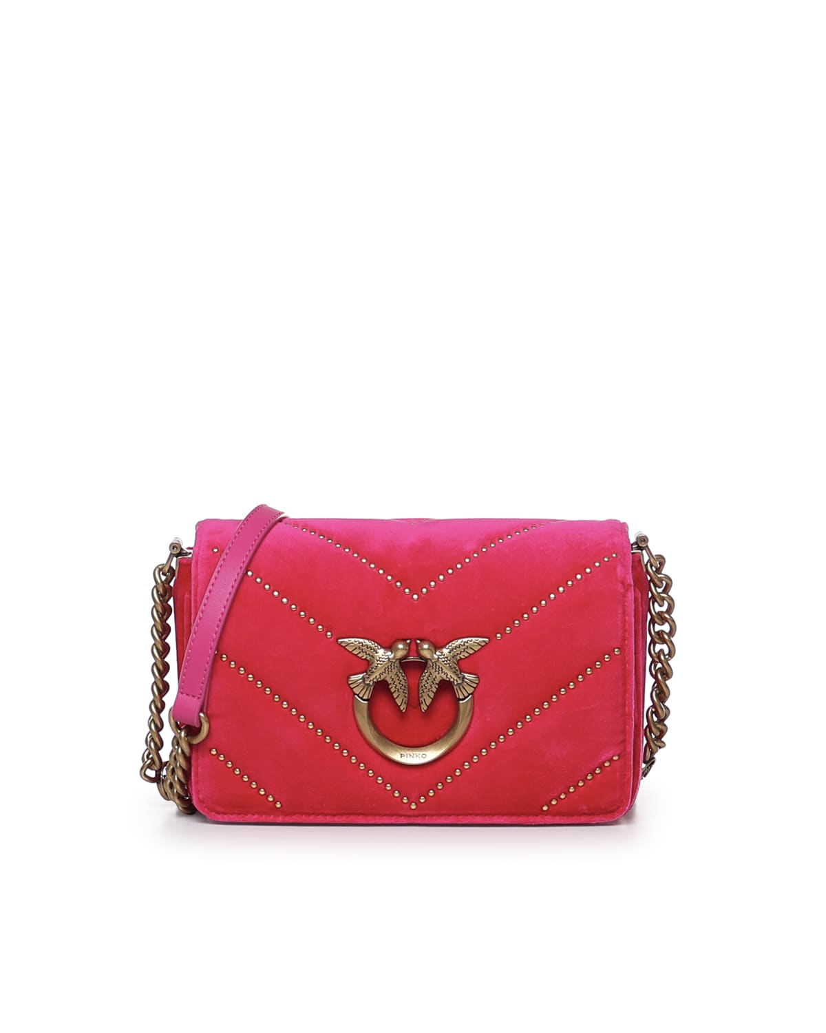 Pinko Mini Love Bag Click In Velvet With Studs In Red ModeSens