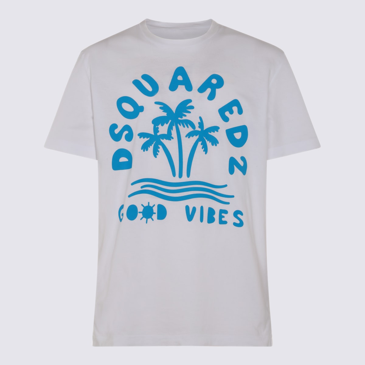 Dsquared2 White And Light Blue Cotton T-shirt