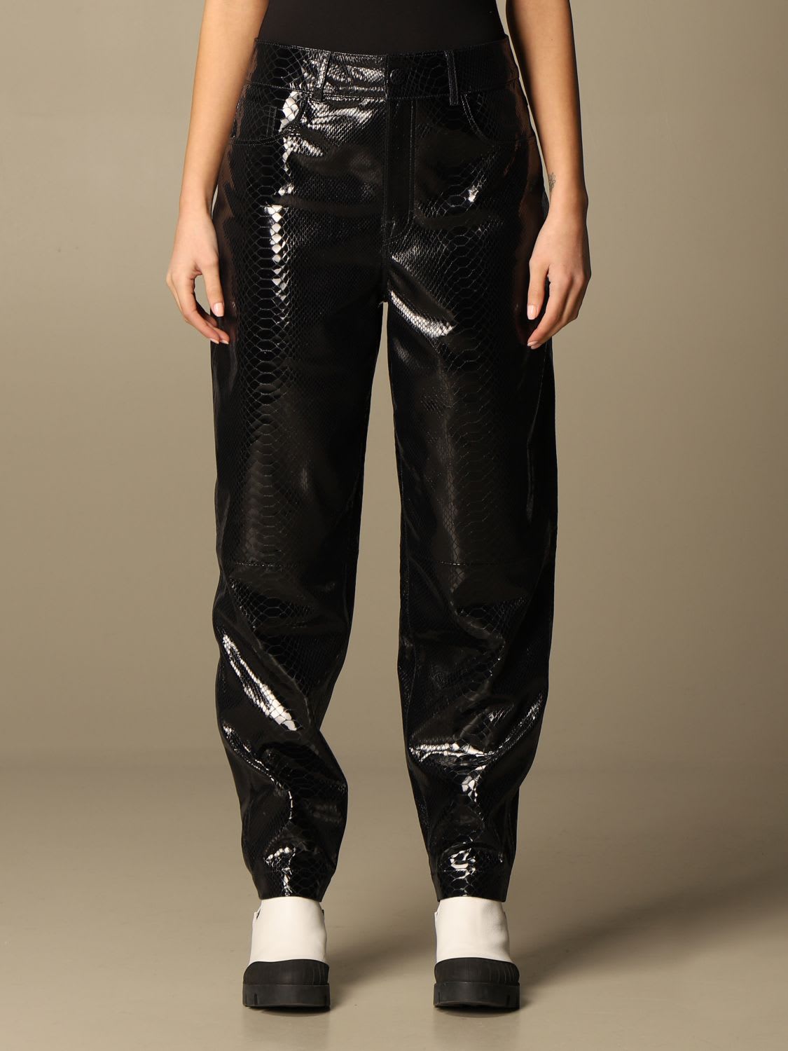 REMAIN Birger Christensen Remain Pants Remain Tapered Trousers In Snake Print Leather