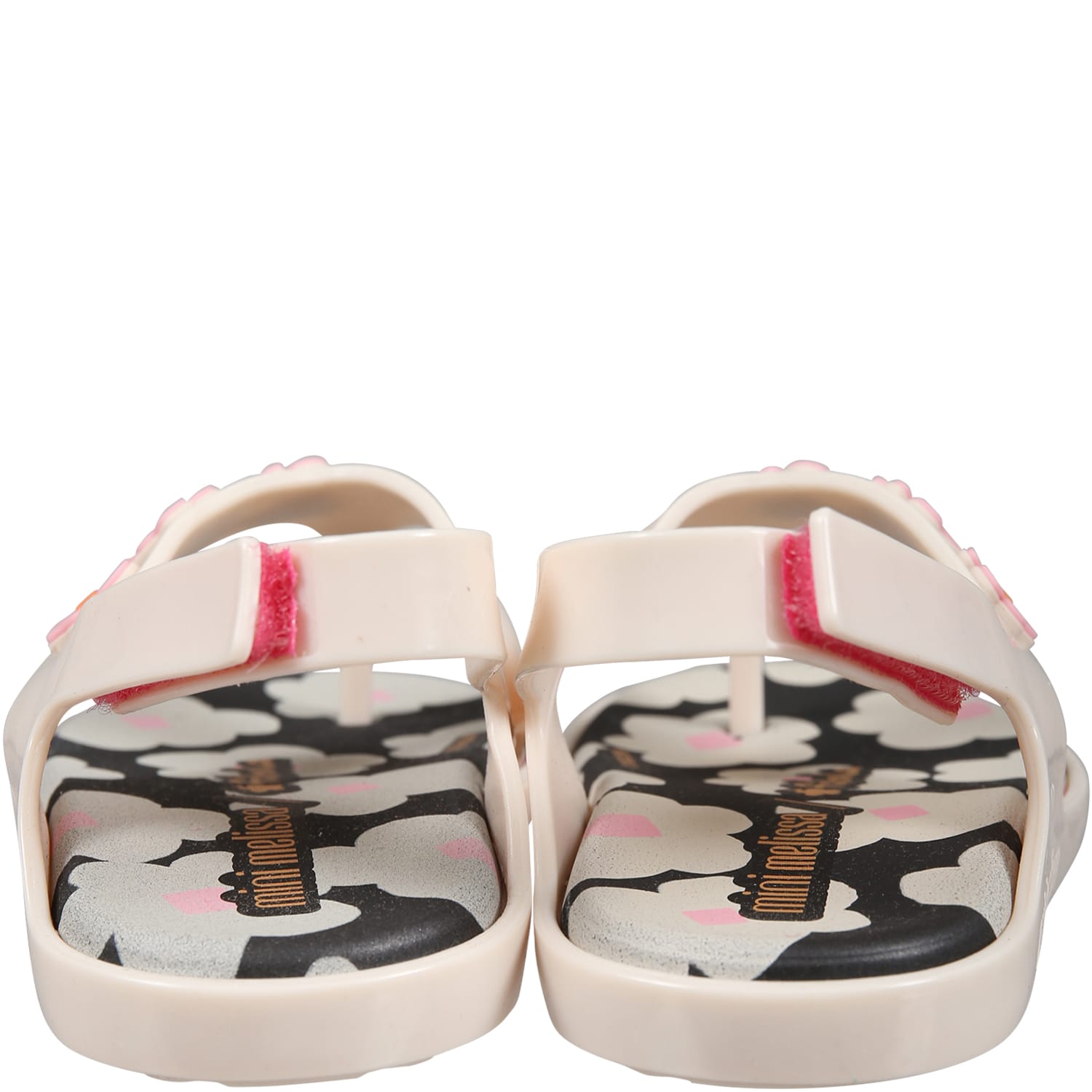 Shop Melissa Pink Flip Flops For Girl With Flowers And Logo