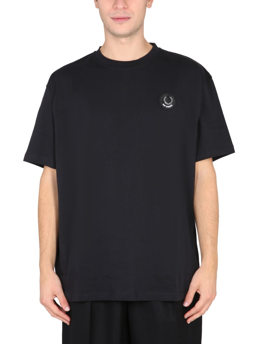 Shop Fred Perry Oversized Logo T-shirt In Black