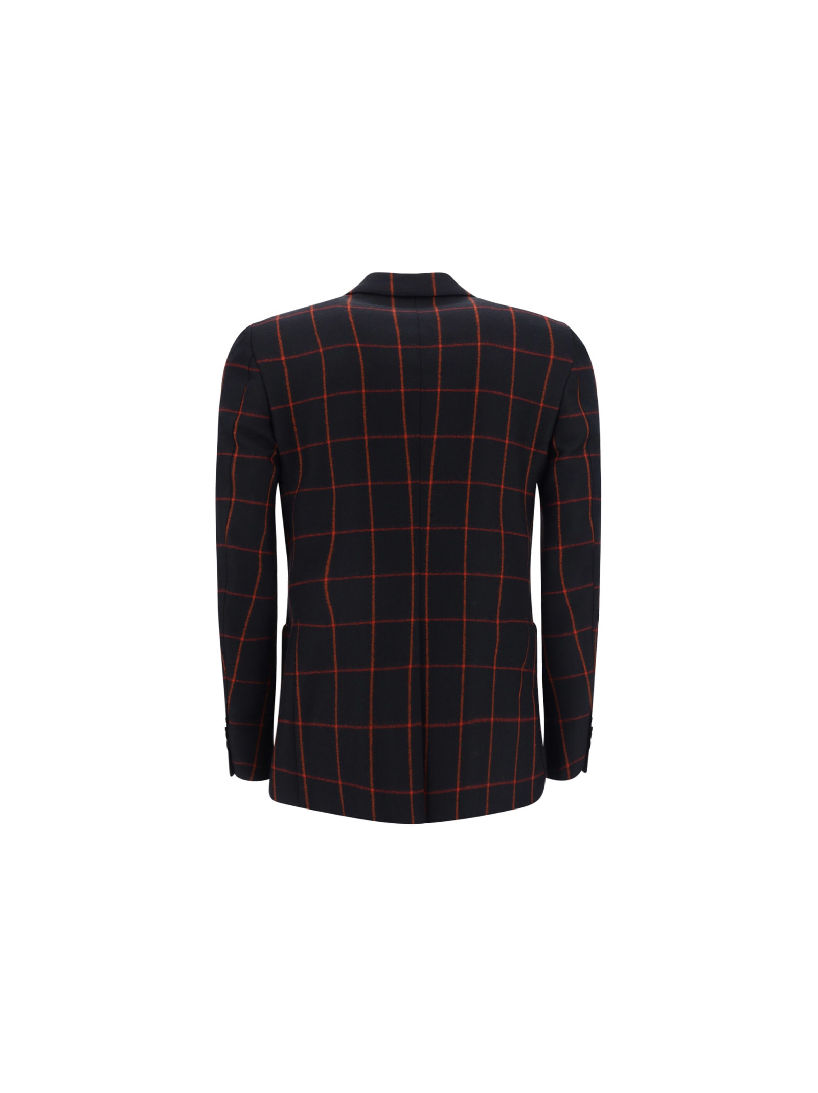 Gucci Men Double-breasted Check Blazer In Black
