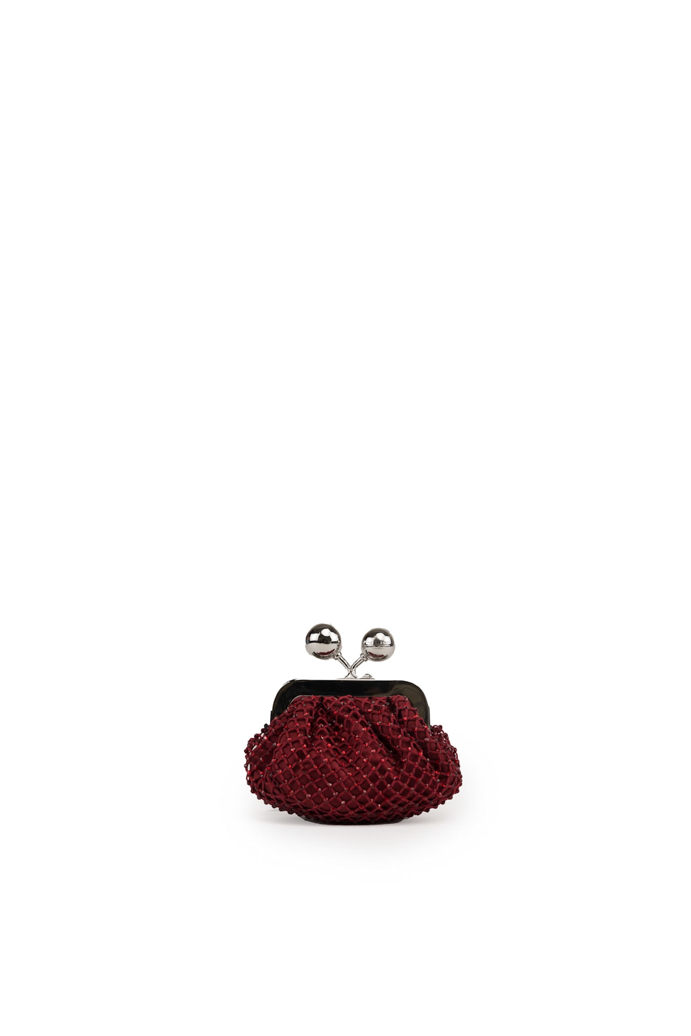 Shop Weekend Max Mara Pasticcino Nano Dilly Bag In Mesh And Rhinestones In Rubino