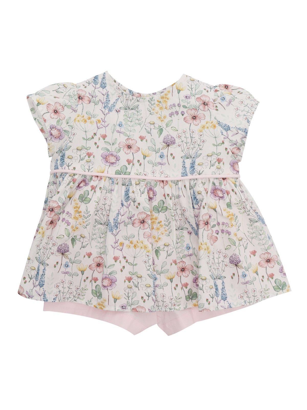 Il Gufo Kids' Floral Printed Two Piece Short Set In Rosa