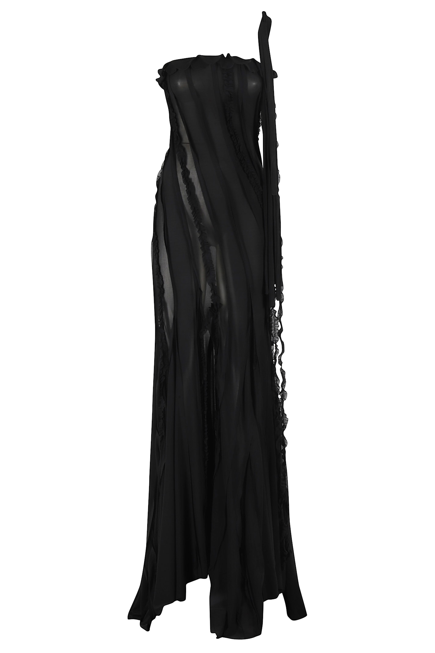 Blumarine Draped One-shoulder Gown In Black