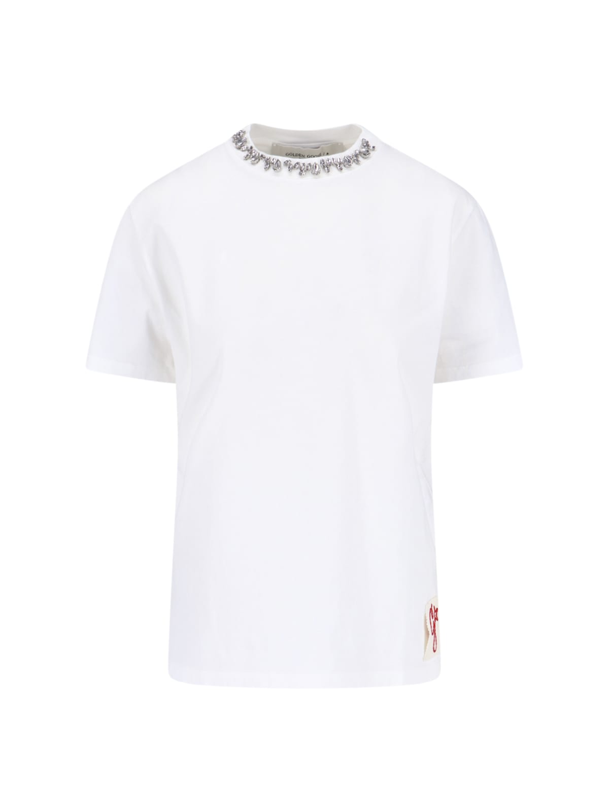 Golden Goose Short-sleeved T-shirt With Sparkling Embellishments In White