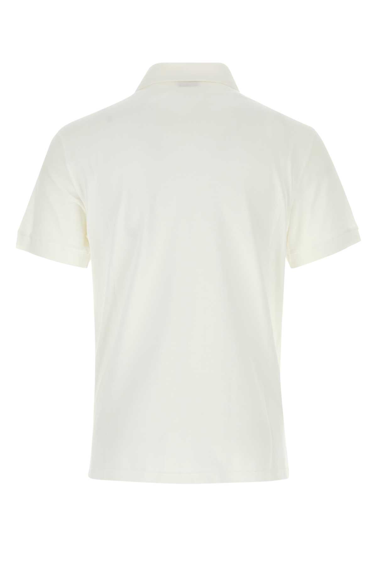 Shop Alexander Mcqueen White Piquet Polo Shirt In Opticalwhite
