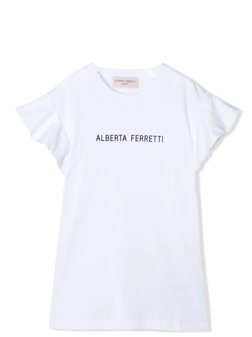 ALBERTA FERRETTI T-SHIRT WITH PRINT AND SLEEVES WITH RUCHES,11883305