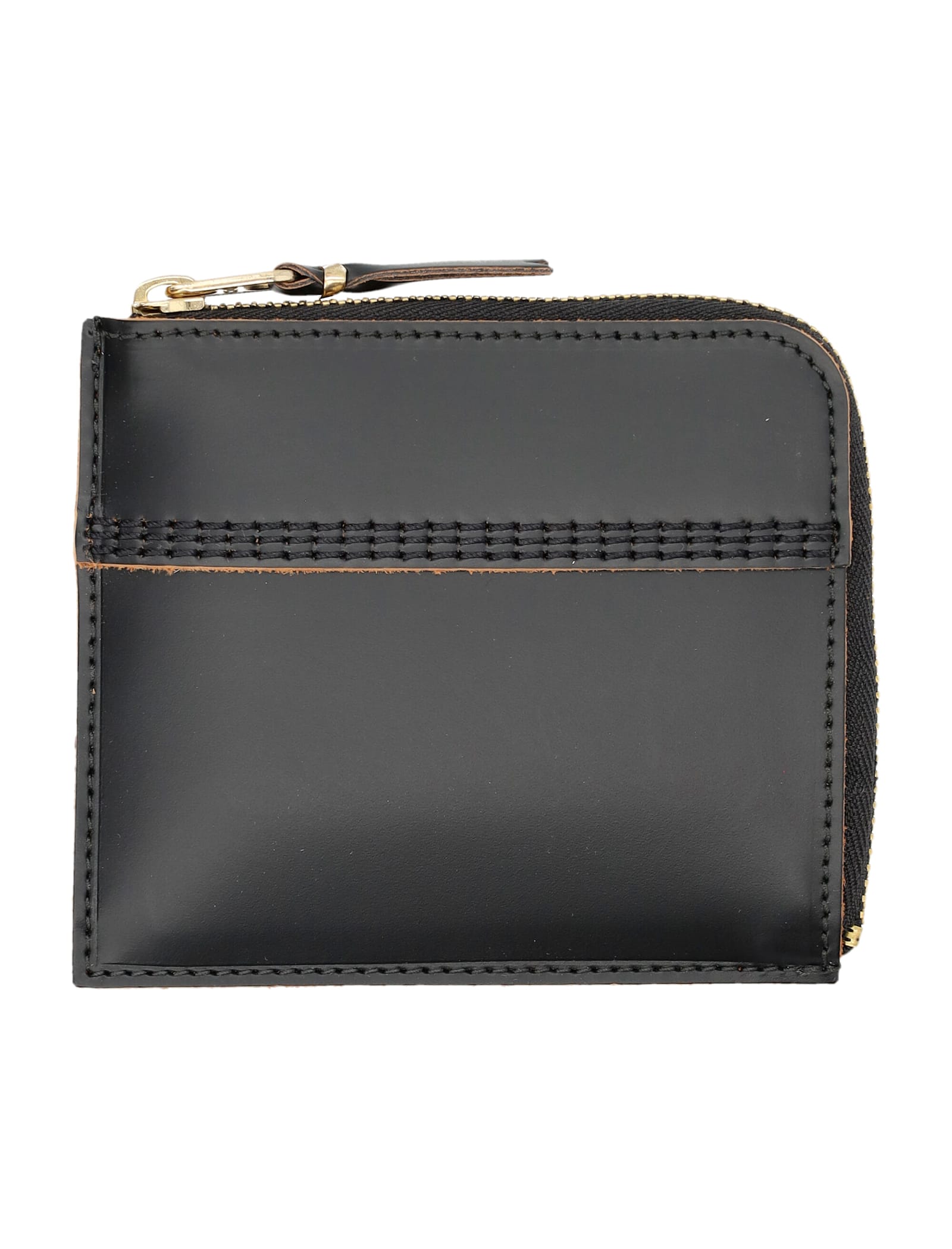 Comme Des Garçons Triple Stich Leather Wallet In Orange