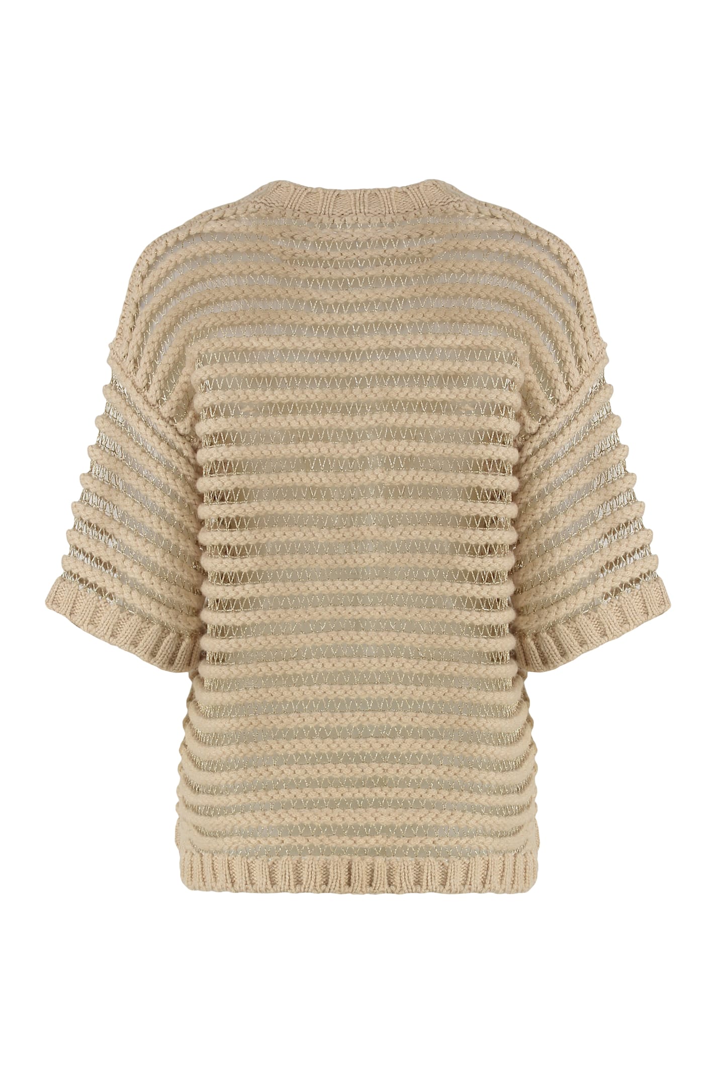 Fabiana Filippi Crew-neck Wool Sweater In Gold
