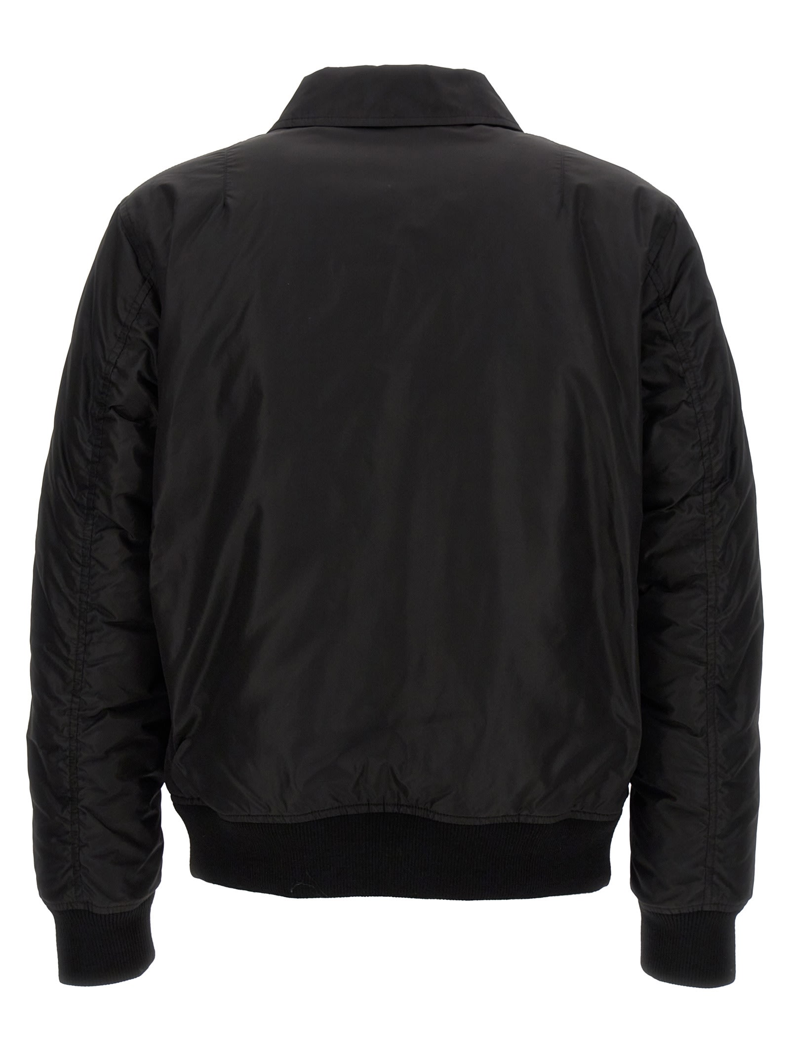 Shop Saint Laurent Silk Bomber Jacket In Black