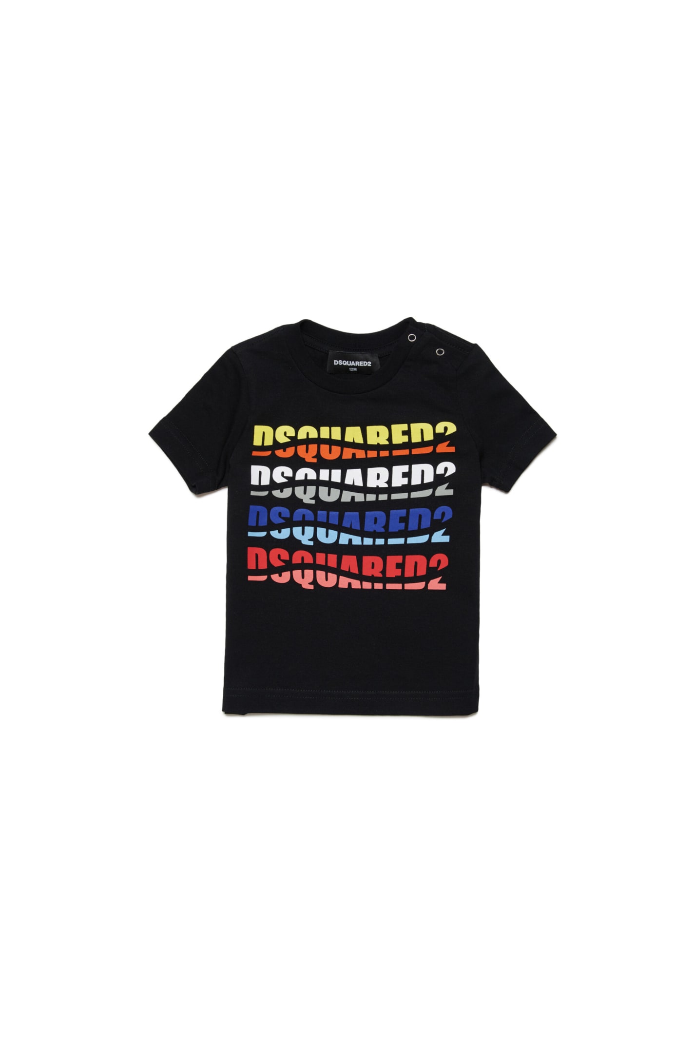 Shop Dsquared2 D2t1025b T-shirt Dsquared Wave-effect Multicolor Branded T-shirt In Nero