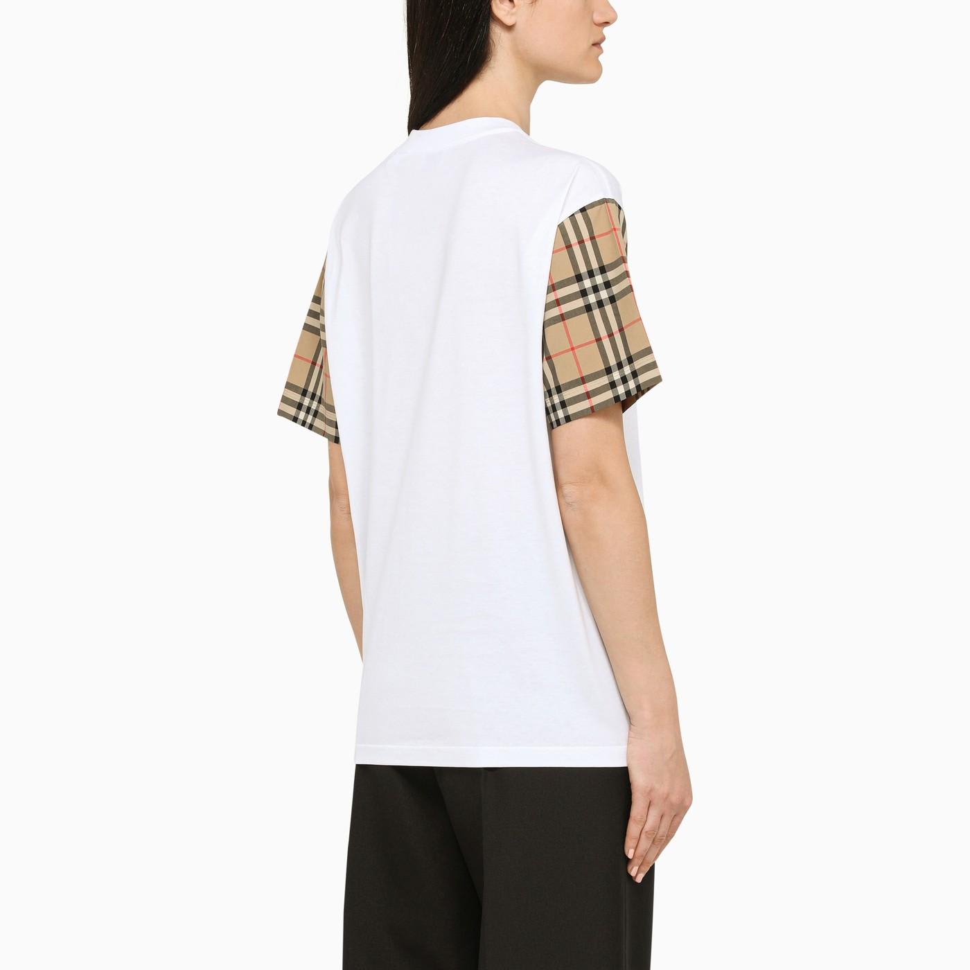 Shop Burberry White Crew-neck T-shirt With Check