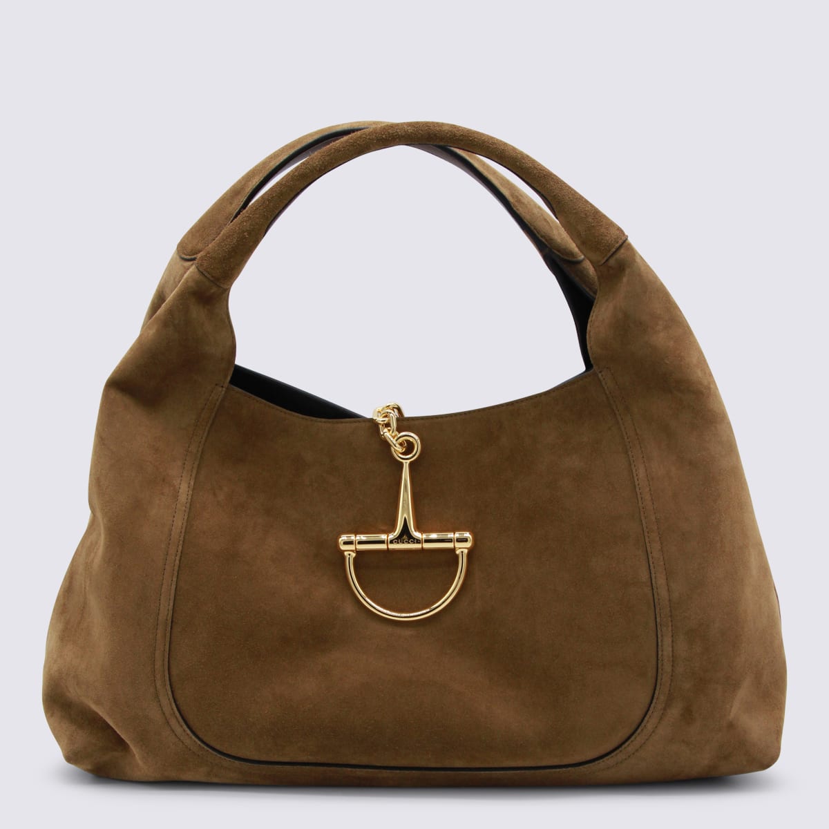 Gucci Women Brown Shoulder Bag With Horsebit Closure In Suede Woman In Brown