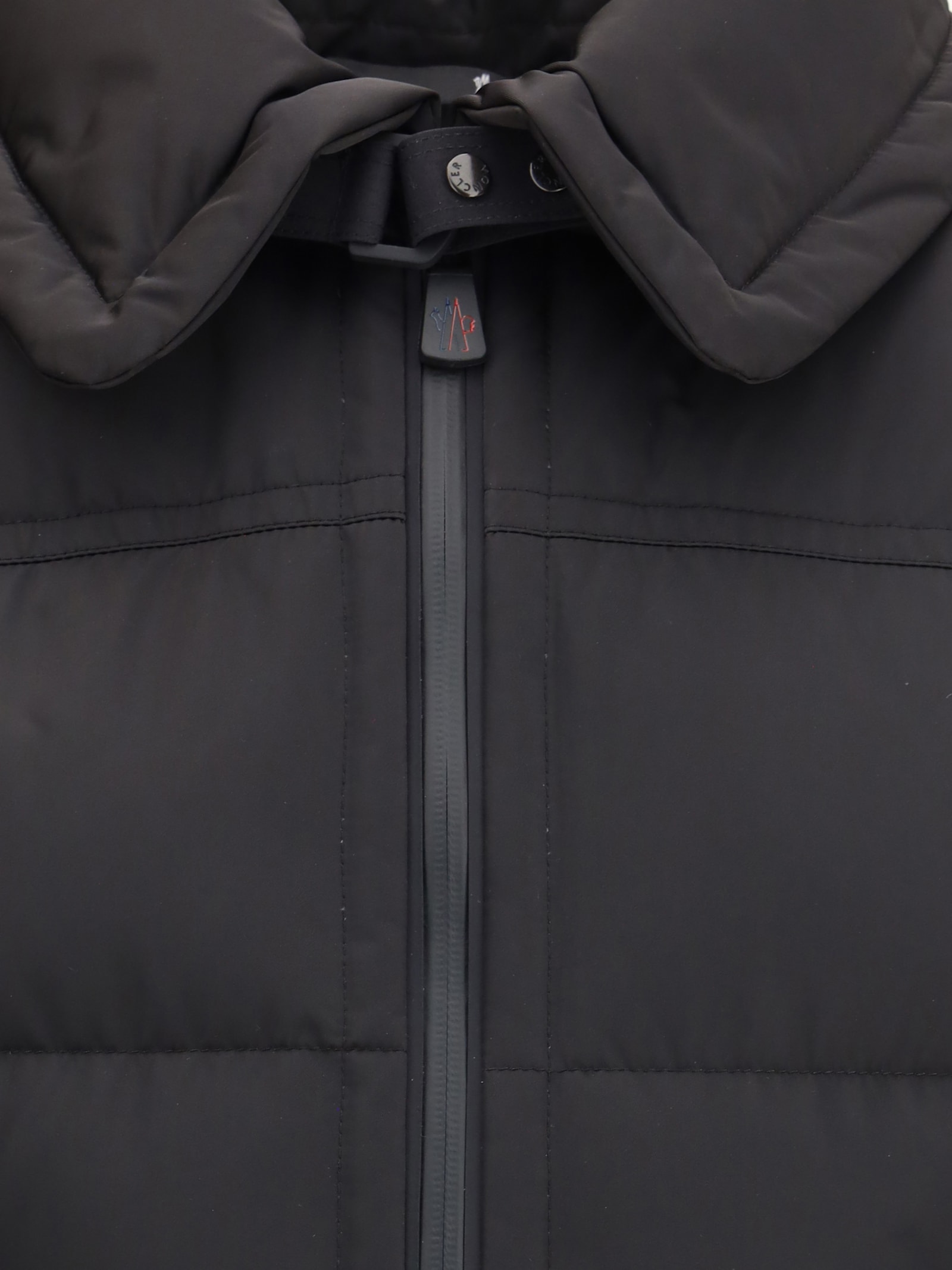 Moncler Padded High Collar Vest With Flap Pockets In Black