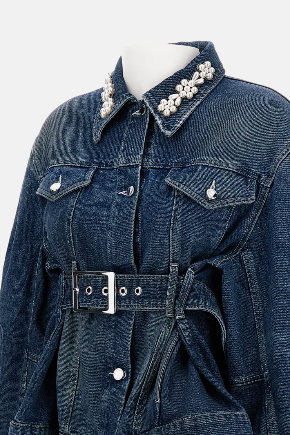 Simone Rocha Long-sleeved Denim Jacket In Blue