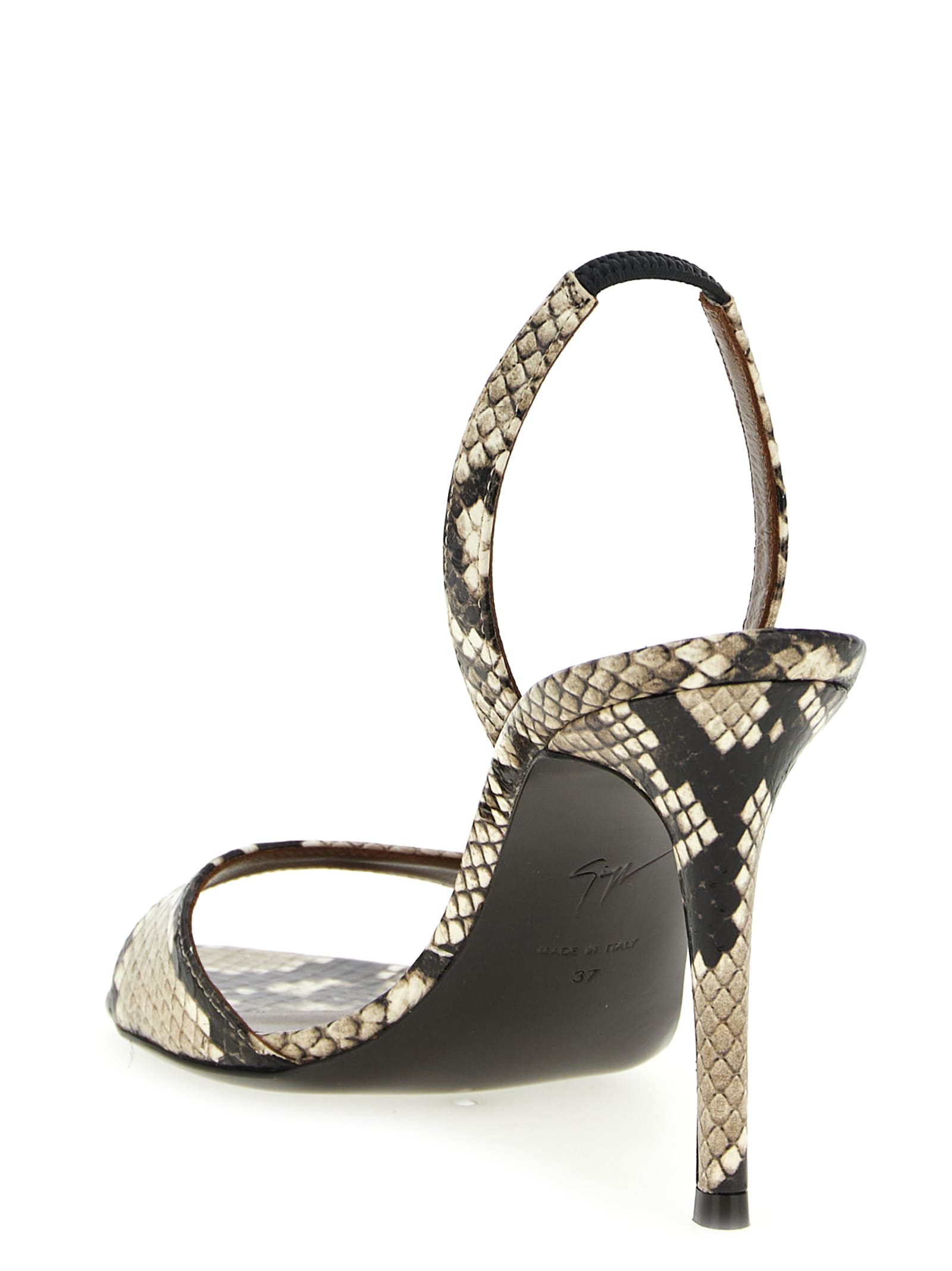 Giuseppe Zanotti Clandestino Patagonia Slingback Snake Print Sandals In Gray