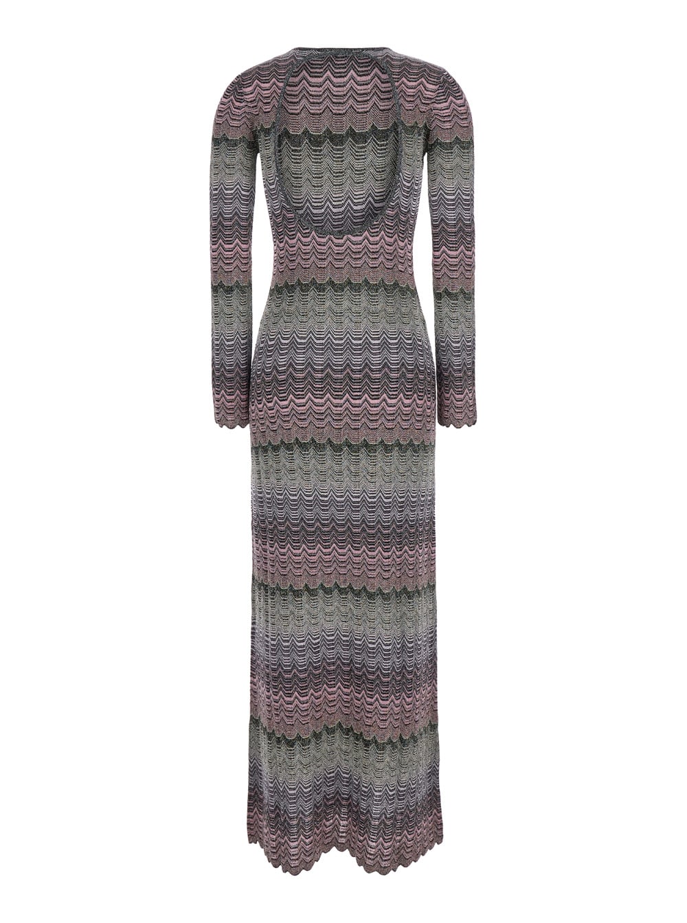 Shop Missoni Multicolor Long Dress With Greek Motif In Lurex Blend Woman