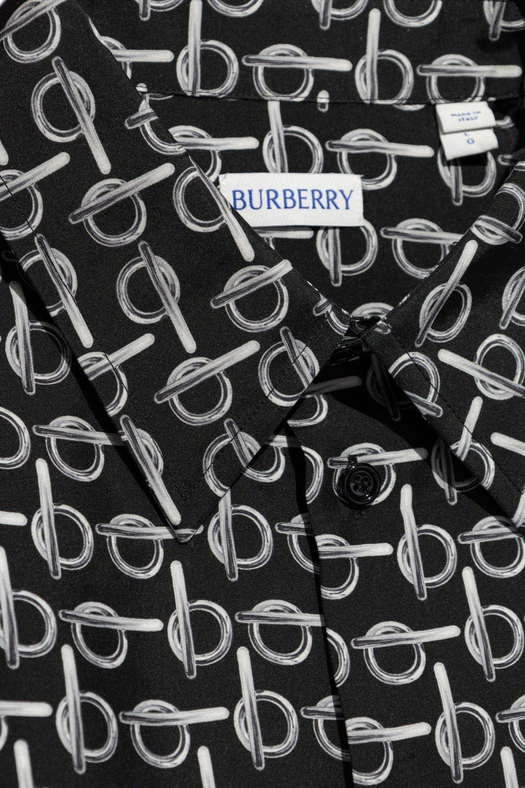 Shop Burberry Monogram Printed Short Sleeved Shirt In Silver/black