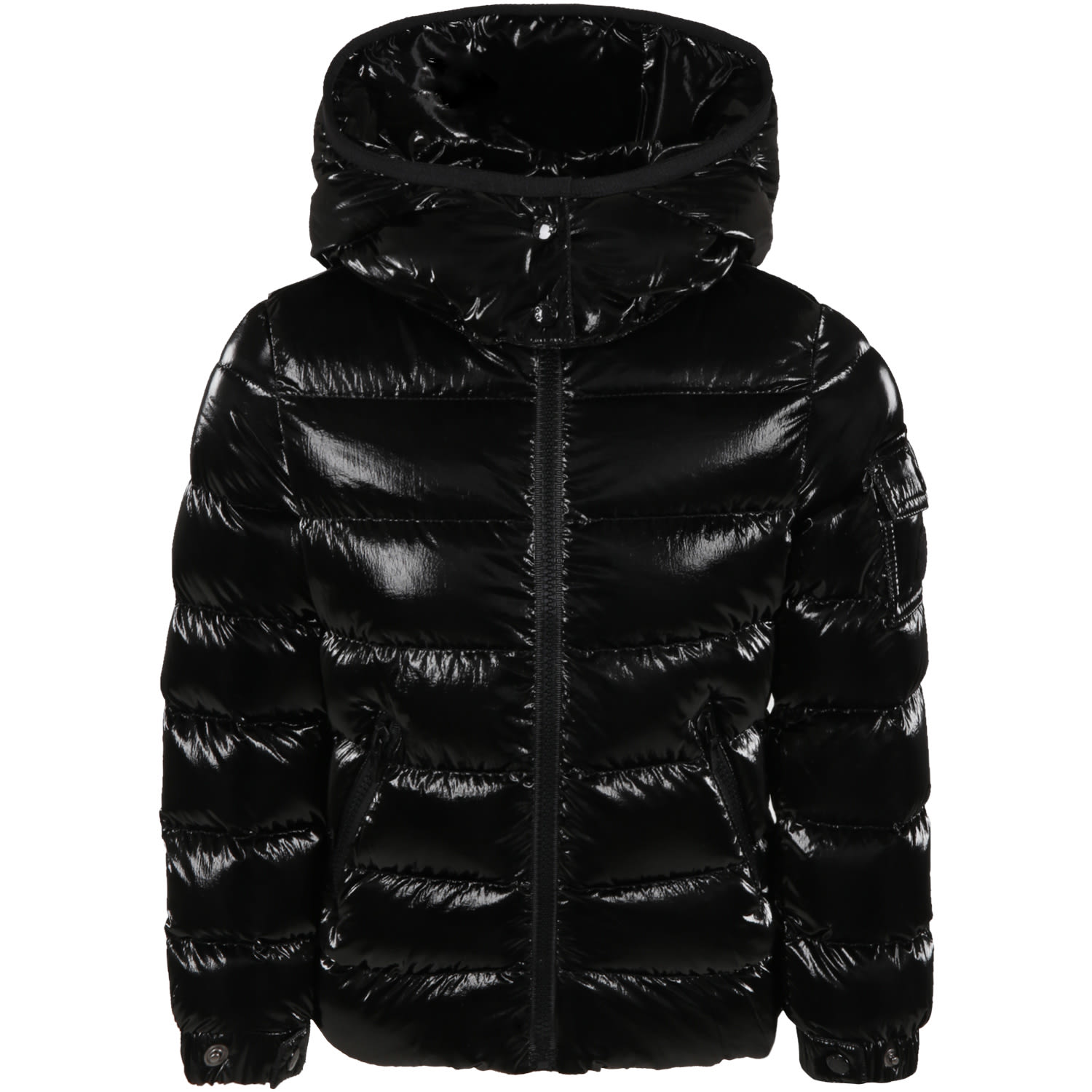Moncler Black bady Jacket For Girl With Logo Patch