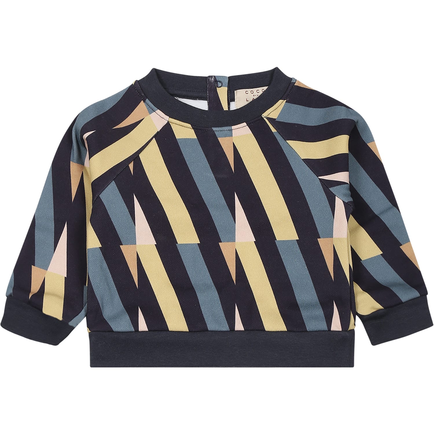Coco Au Lait Blue Sweatshirt For Babykids With Lines Print In Multicolor