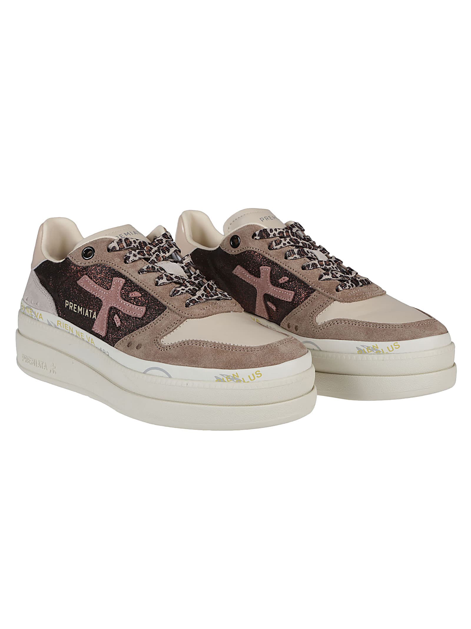 Shop Premiata Micol Sneakers In Bronzo/taupe