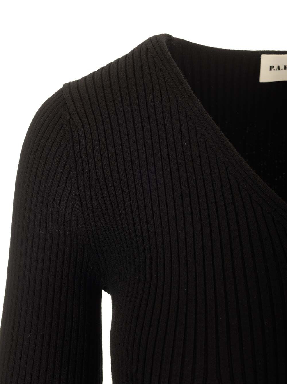 Shop P.a.r.o.s.h Viscose Knit Cardigan In Black