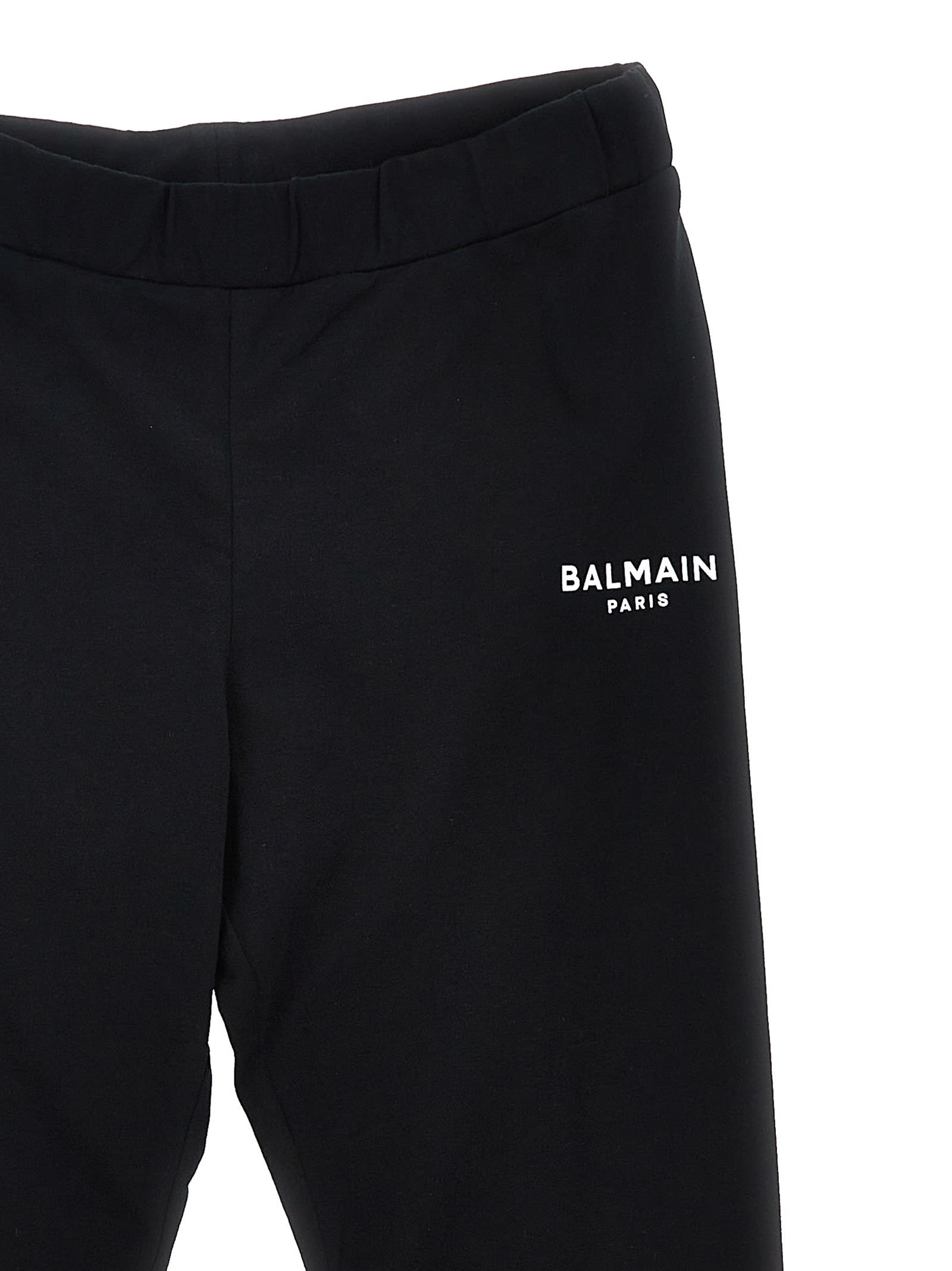 Shop Balmain Logo Print Leggings In Black