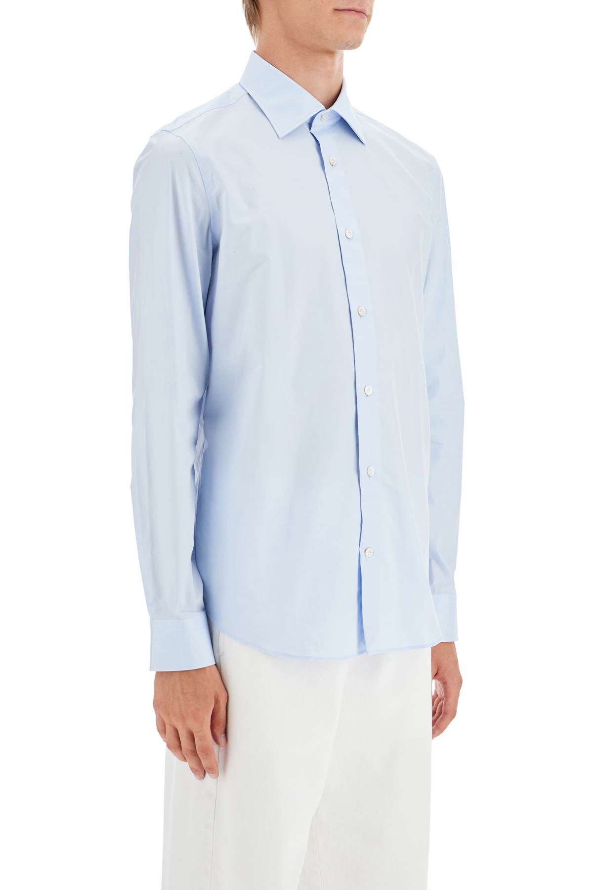 Shop Vincenzo Di Ruggiero Slim Fit Twill Shirt For Men In Azzurro (light Blue)