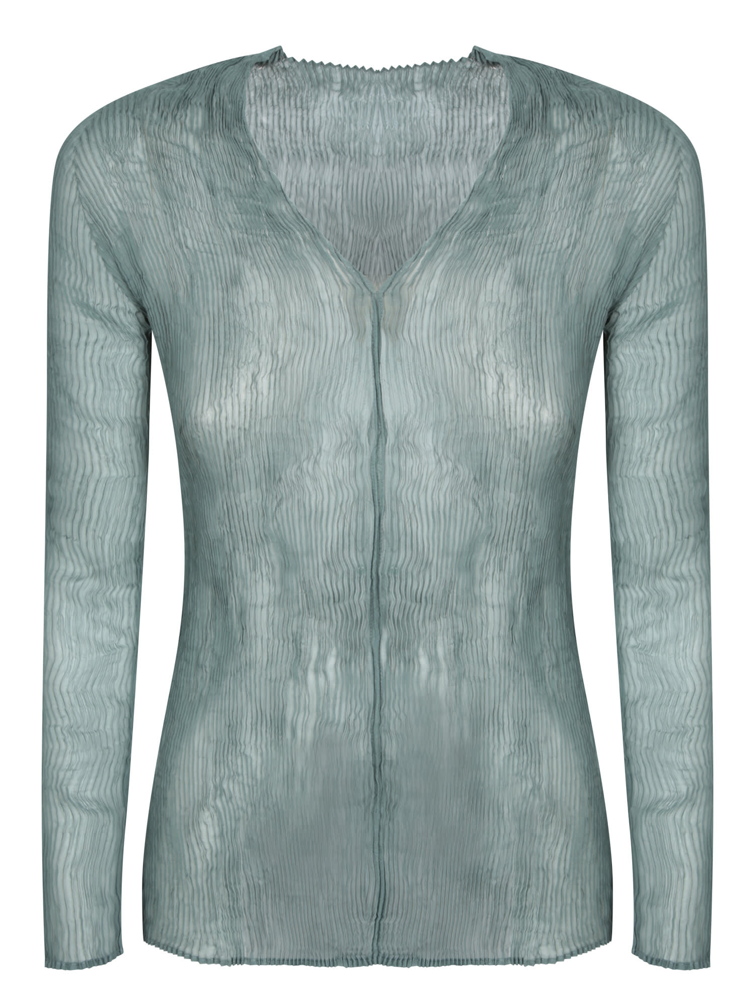 Shop Issey Miyake Green Chiffon Twist Top