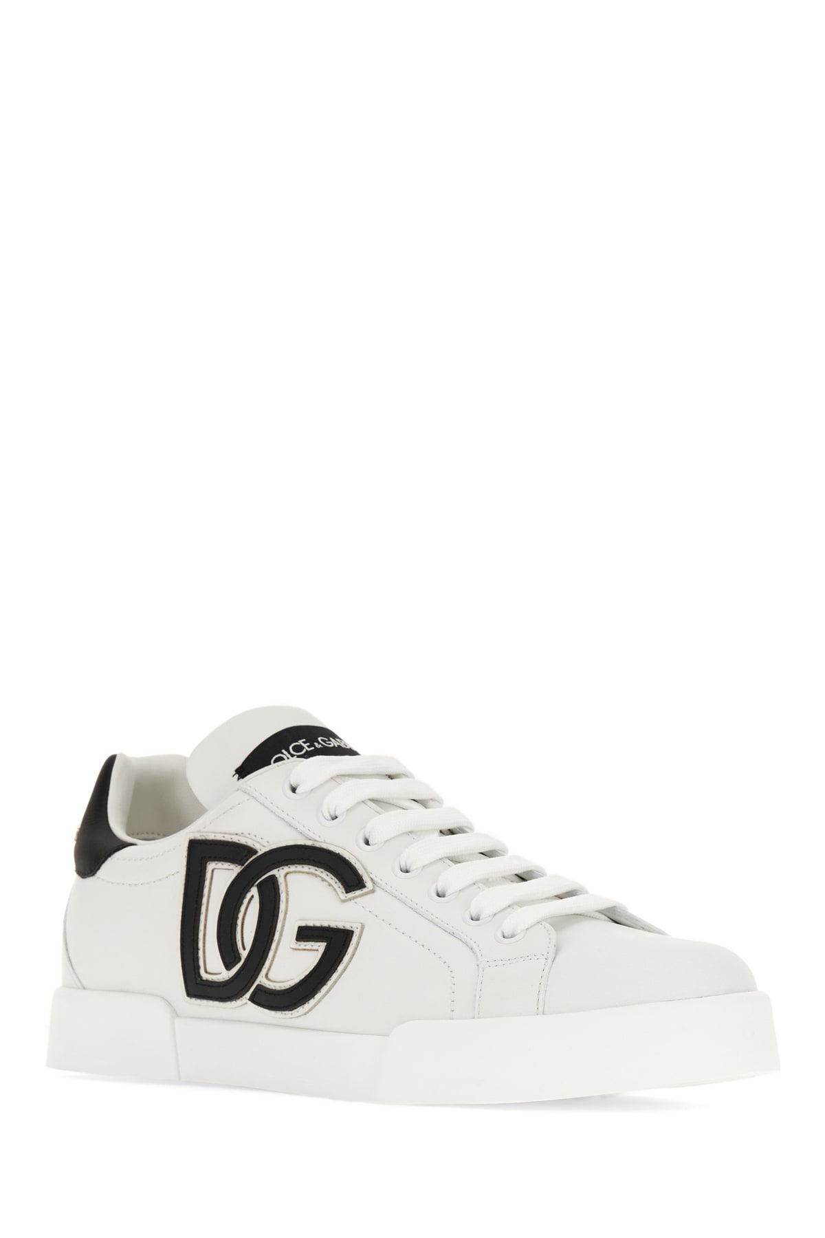 Shop Dolce & Gabbana White Leather Portofino Sneakers In 89697