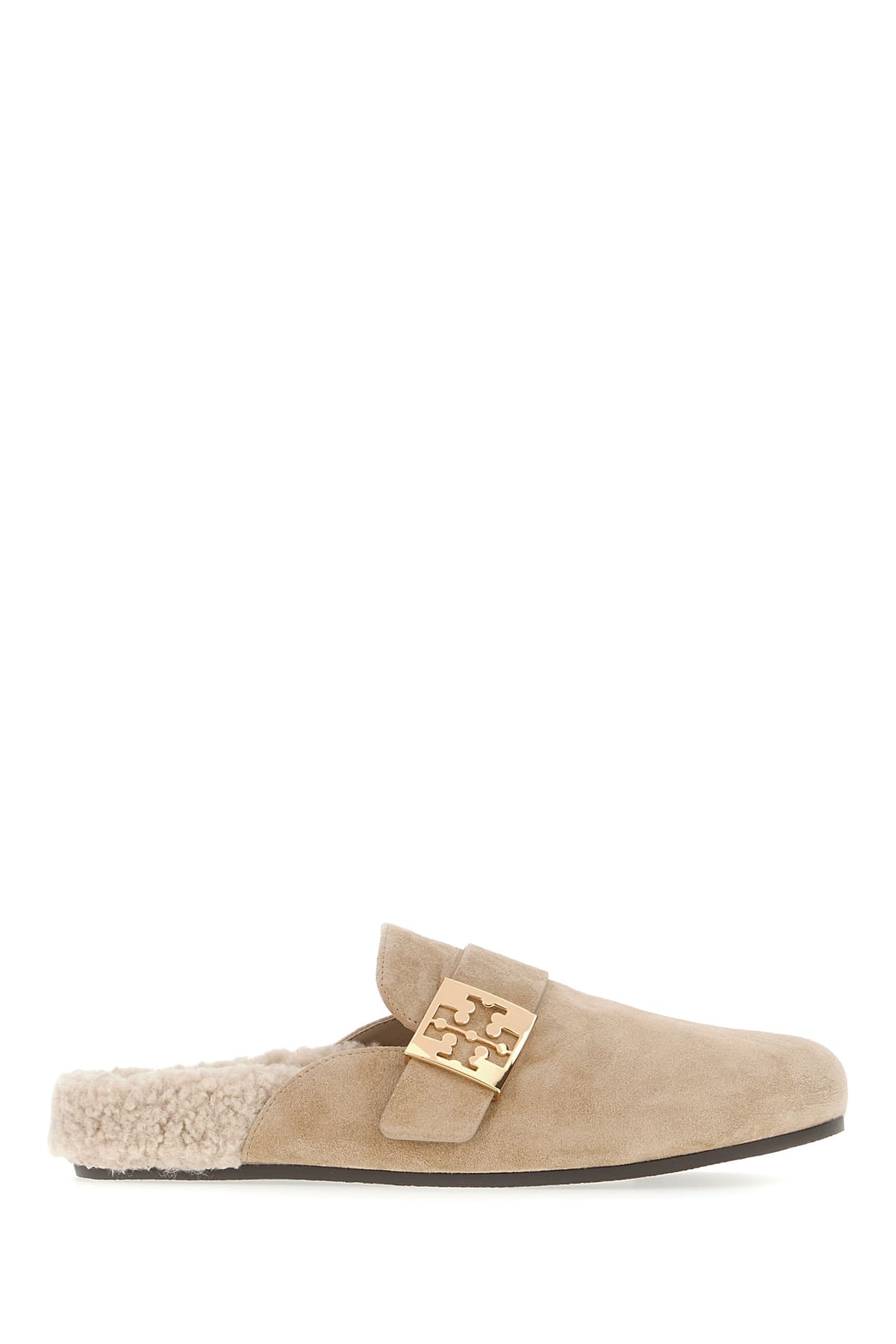 Shop Tory Burch Cappuccino Suede Mellow Slippers In Noisette Taupe