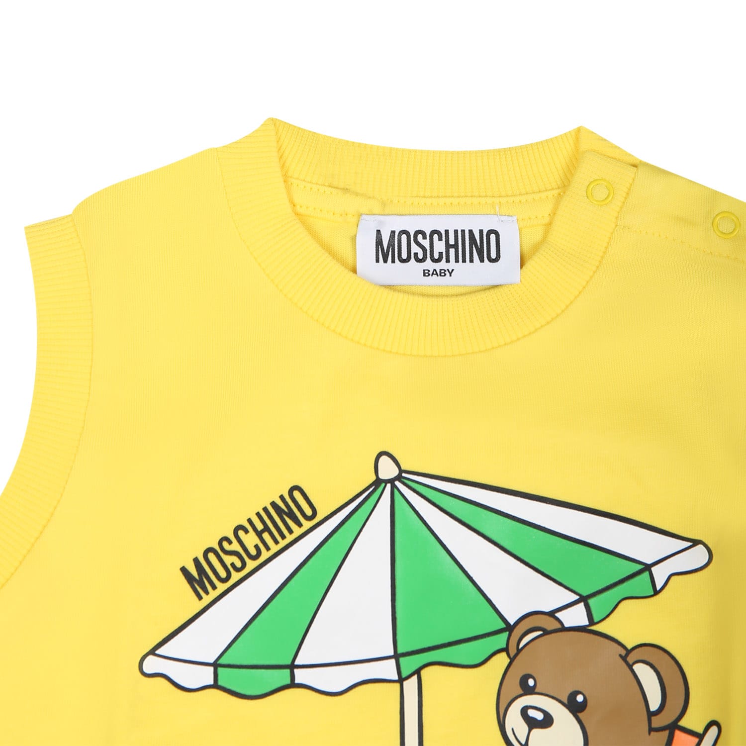 Moschino Yellow Sports Suit For Baby Boy With Teddy Bear In Yellow