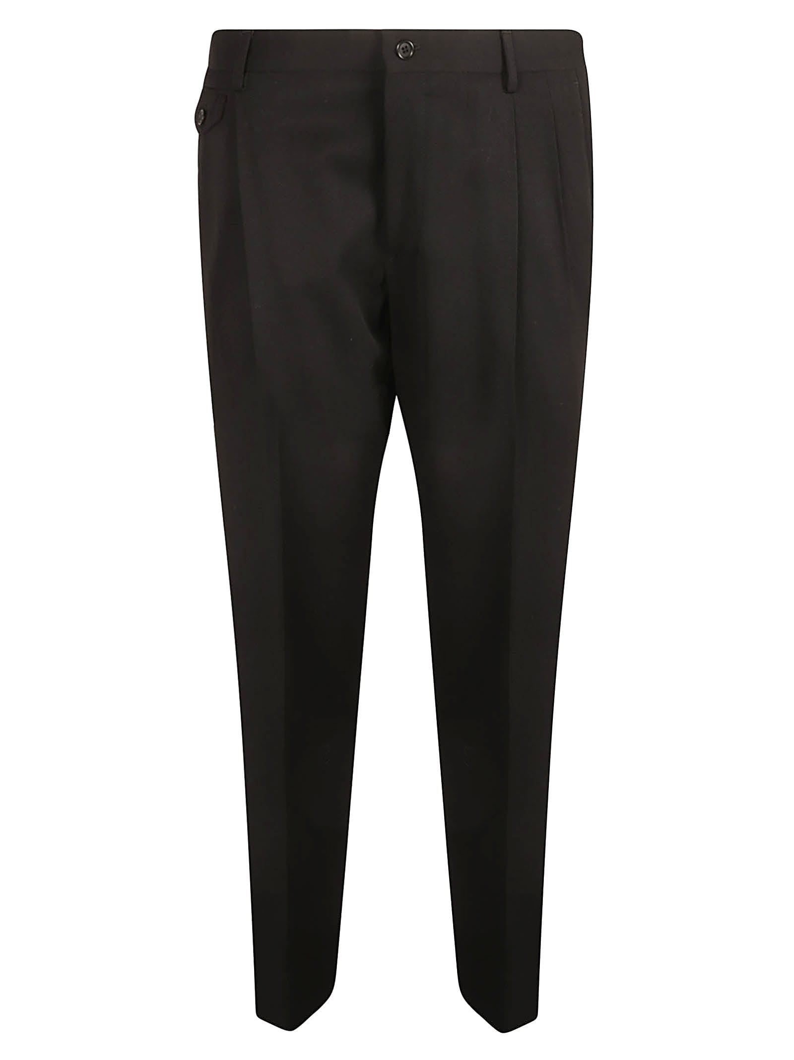 Dolce & Gabbana Regular Plain Trousers In Black