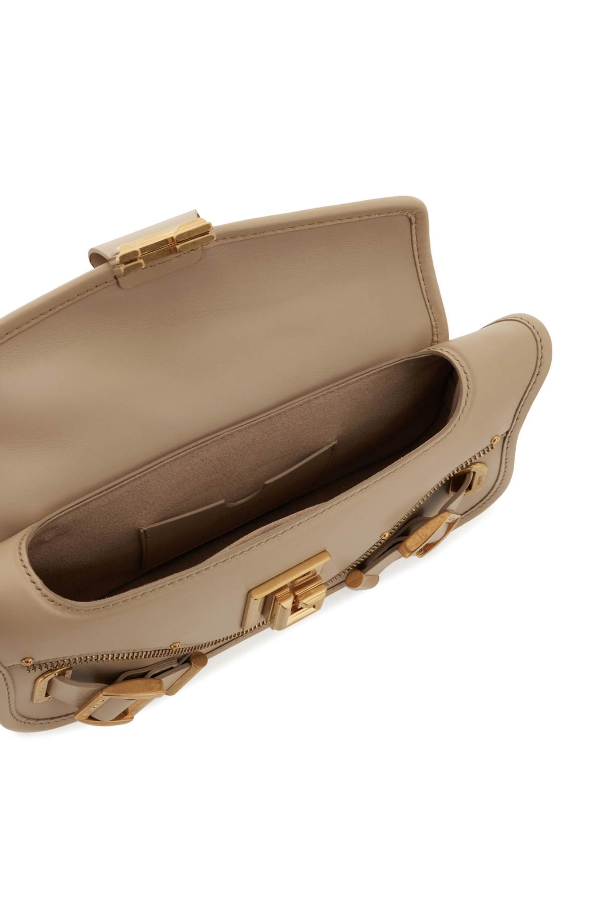 Balmain Baguette Bag With Monogram Buckle In Sable (beige)