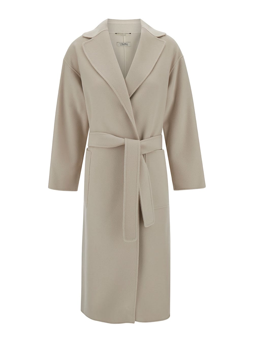 'S Max Mara nina Beige Double-breasted Coat With Matching Belt In Wool Woman