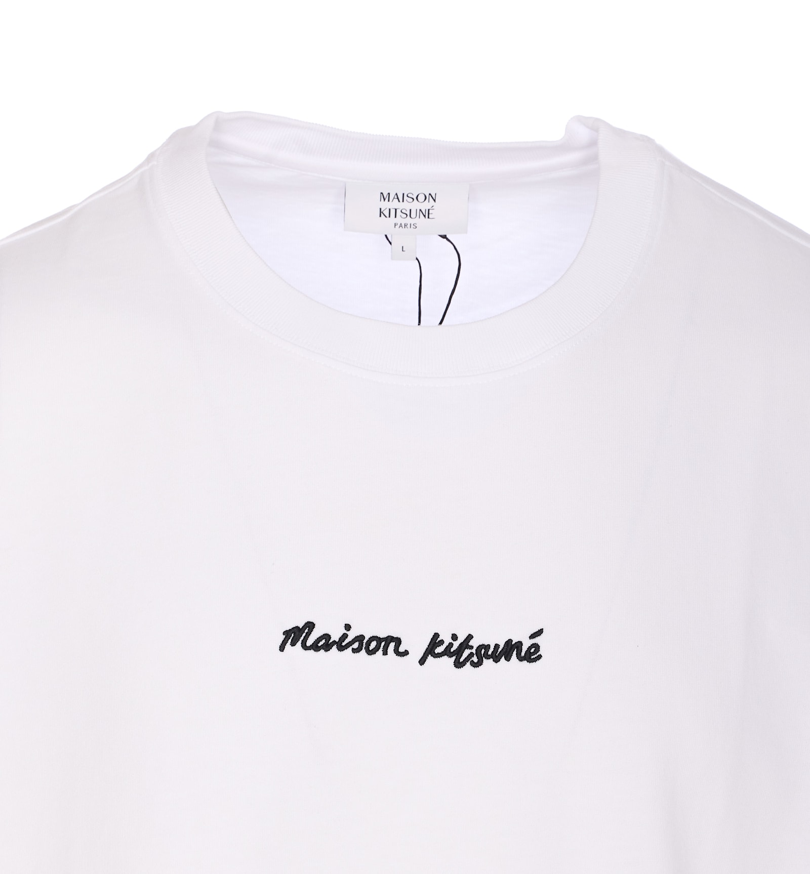 Maison Kitsuné White T-shirt With Logo Lettering Printed On The Front In Cotton Man In White