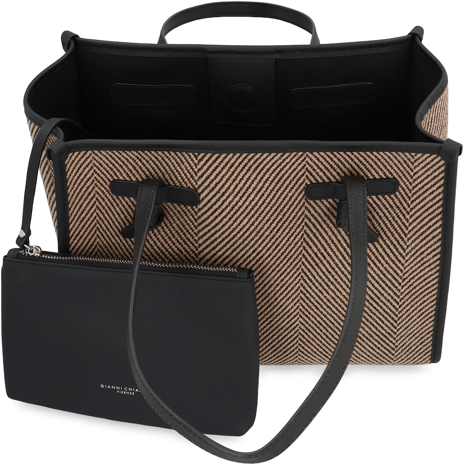 Gianni Chiarini Marcella Herringbone Knot Tote Bag In Brown
