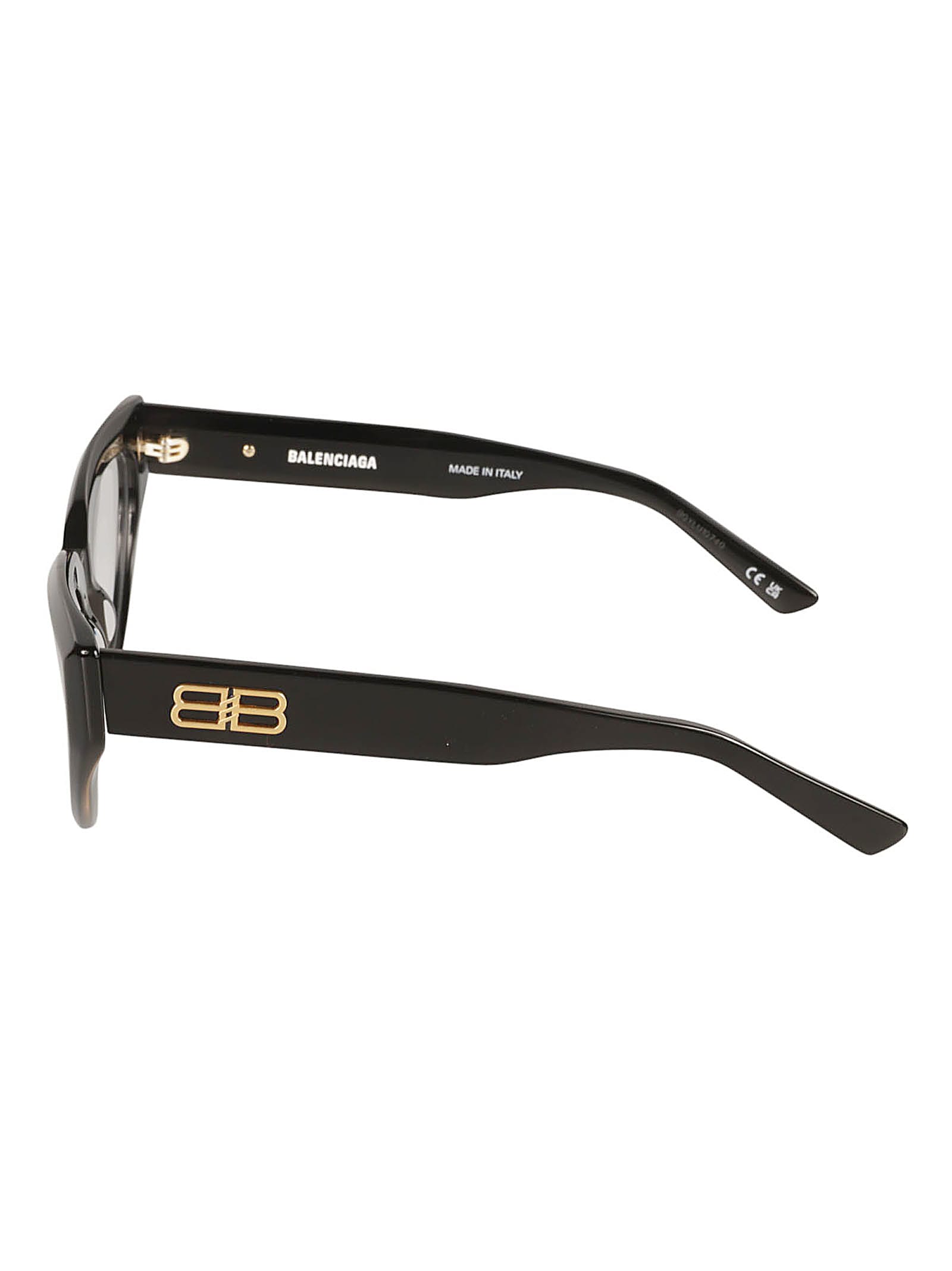 Shop Balenciaga Bb Plaque Cat Eye Frame Glasses In Black/transparent