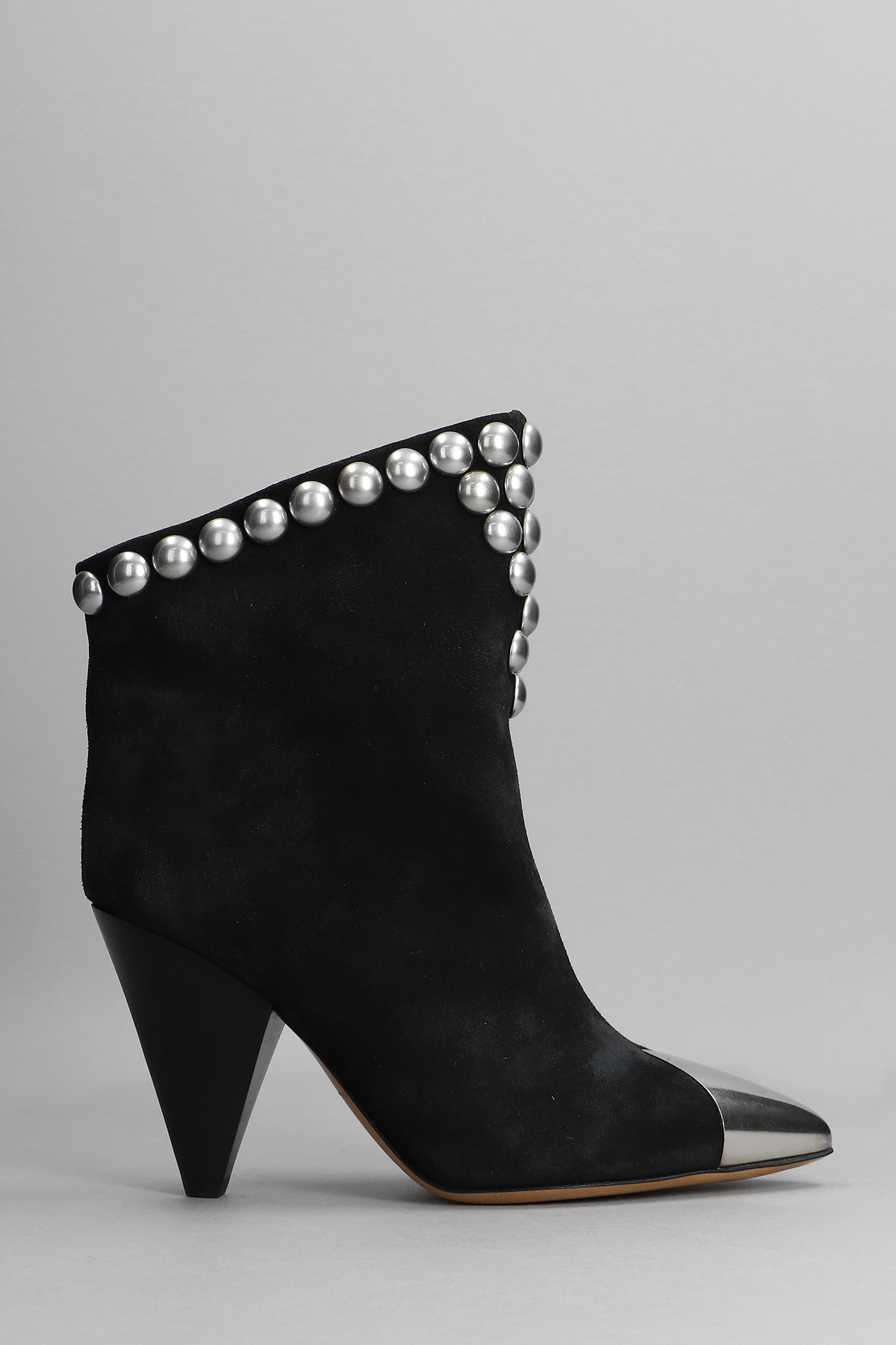 Isabel Marant Lapio High Heels Ankle Boots In Black Suede