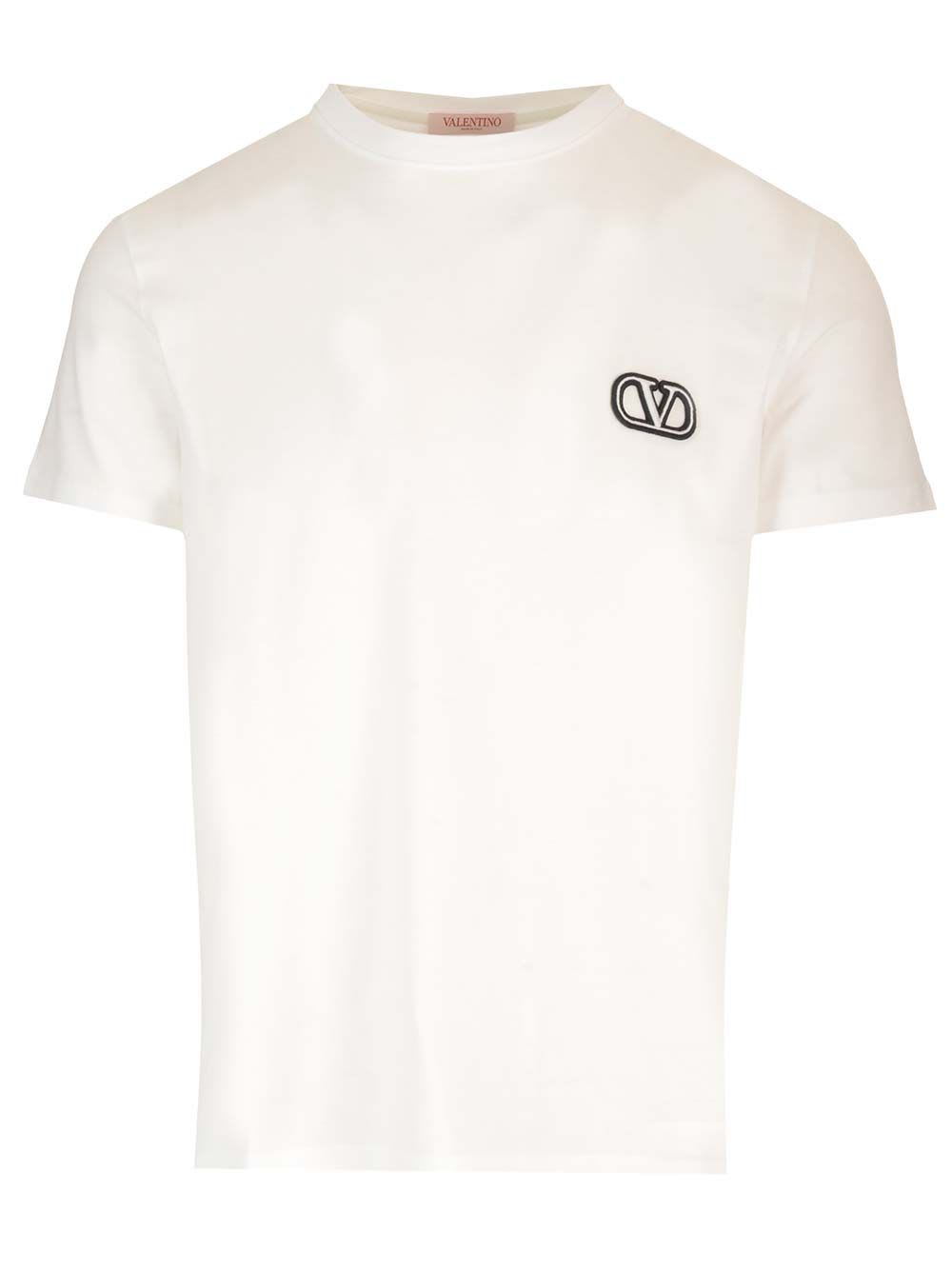 Shop Valentino Vlogo Signature Patch T-shir In White