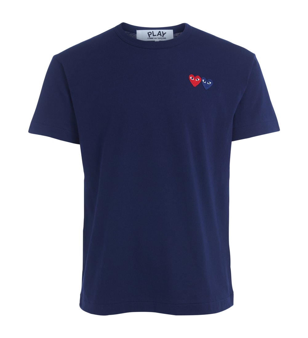 Comme Des Garçons Play Blue T-shirt With Double Heart