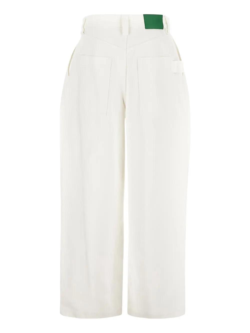 Shop Bottega Veneta Wide Leg Trousers In White