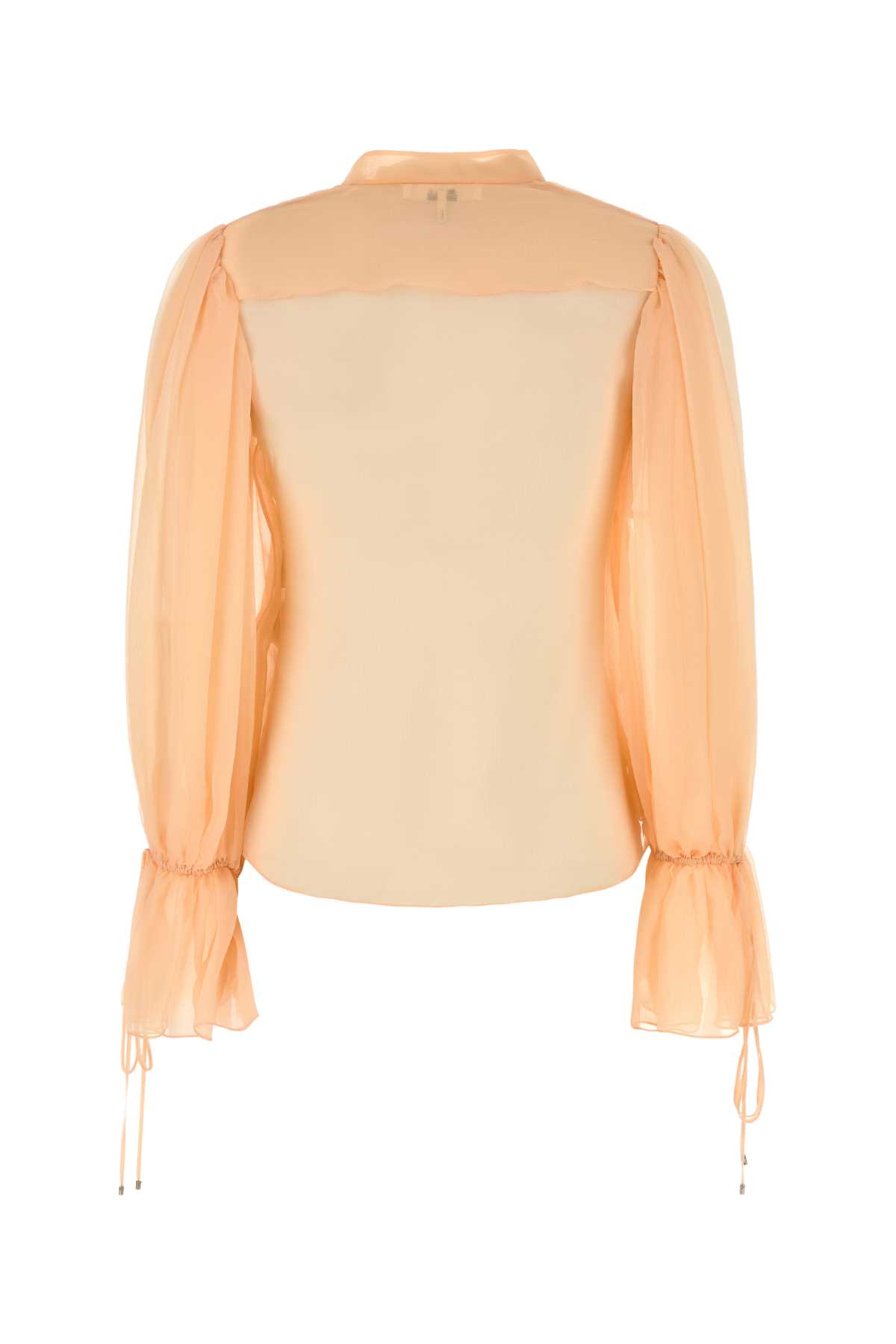 Chloé Sheer Fabric Blouse Drawstring Cuffs In Orange