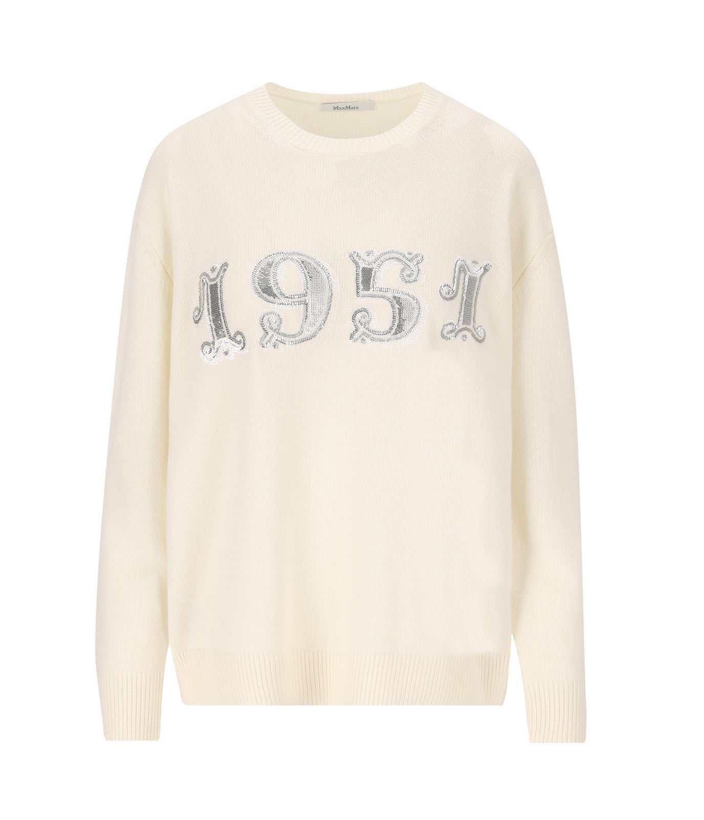 Shop Max Mara Crewneck Knitted Jumper In White