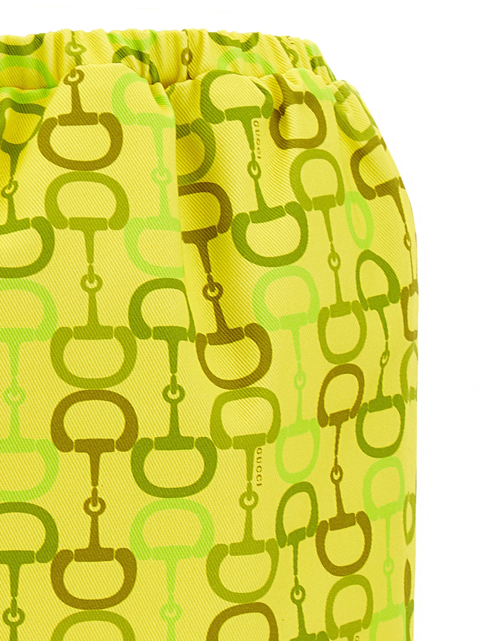 Gucci Horsebit Print Skirt Skirts Yellow In Yellow